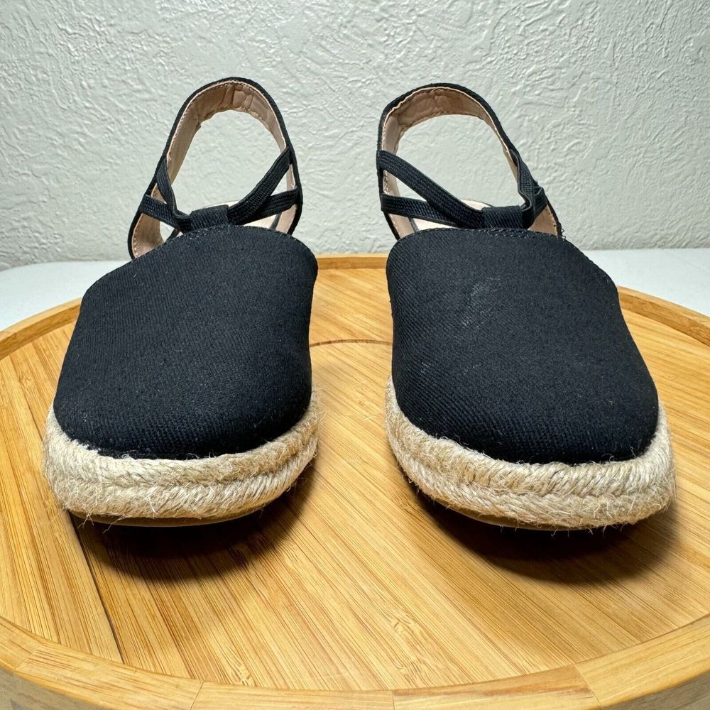 Black Espadrille Wedge Sandals - Picture 6 of 10